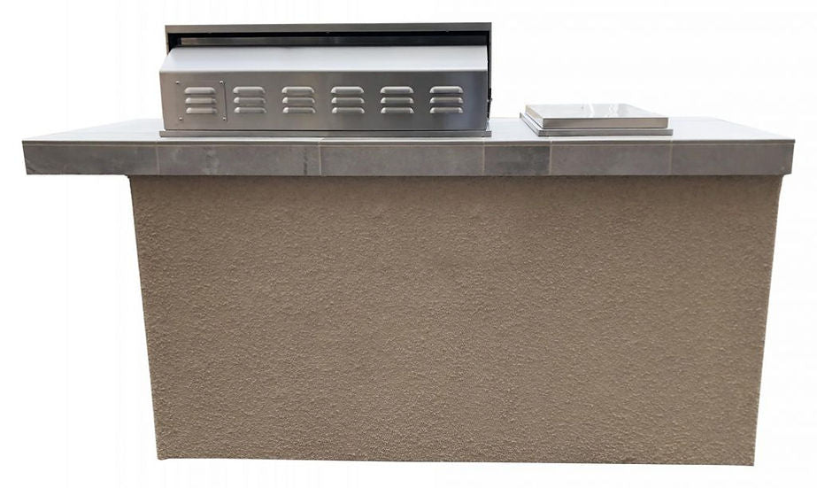 KoKoMo Grills Antigua 6' BBQ Island Built In BBQ Grill Side Burner and Bar on one Side