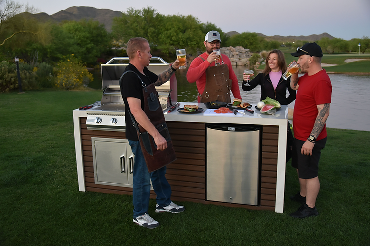 Kokomo Grills Classic Shiplap Built In Outdoor Kitchen with Waterfall Edge