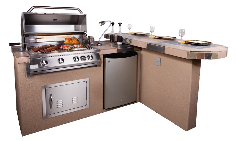 KoKoMo Grills Aspen BBQ Island with 4 Burner Built In BBQ Grill