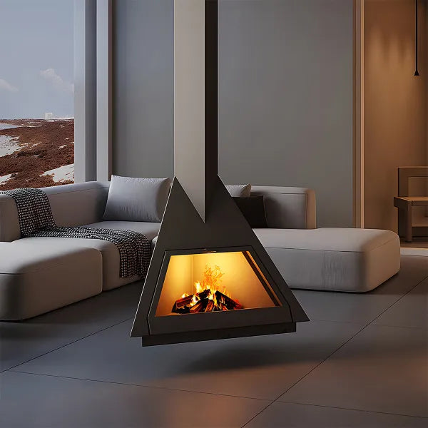 HearthArtSinn Ash 4 Triangular Hanging Wood Burning Fireplace