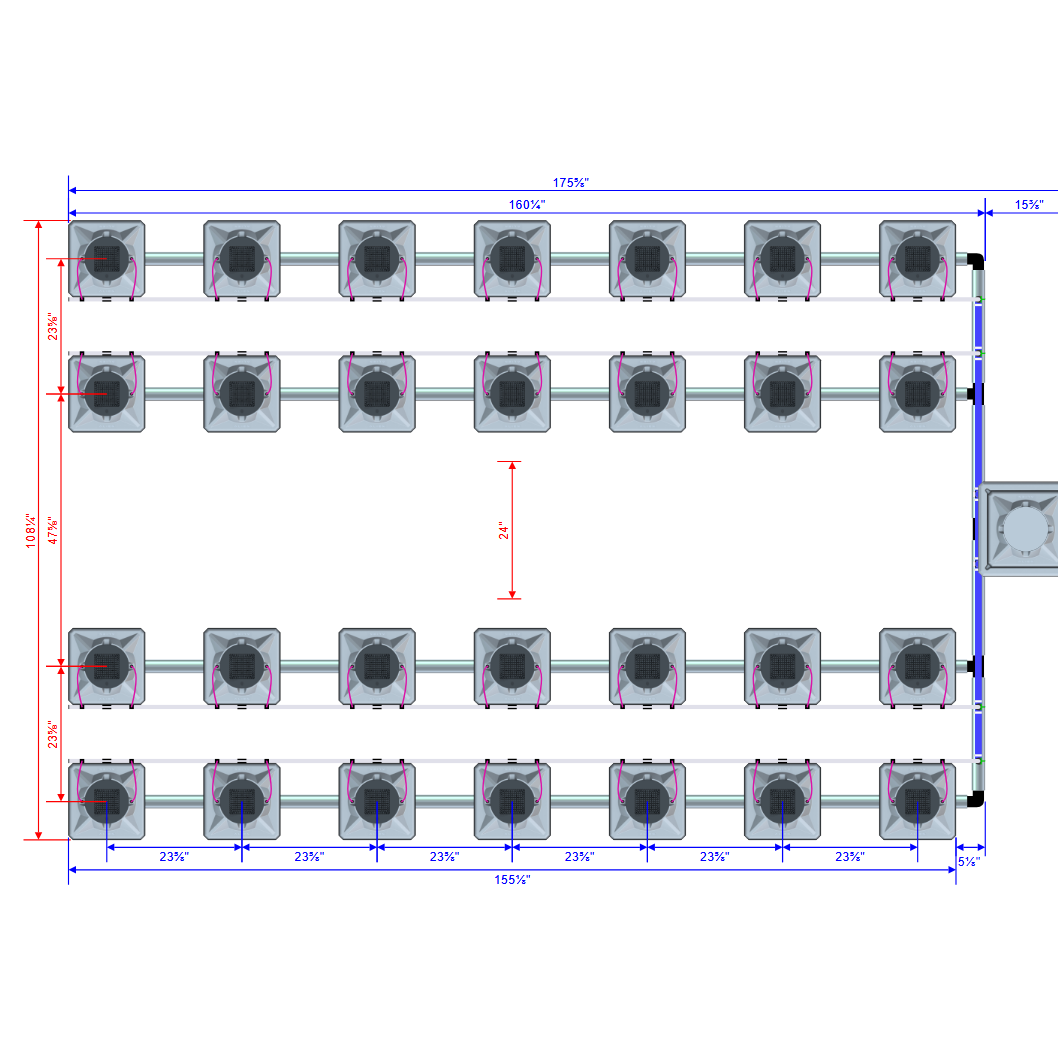 Alien Hydroponics AERO 28 Pot 4 Row Kit