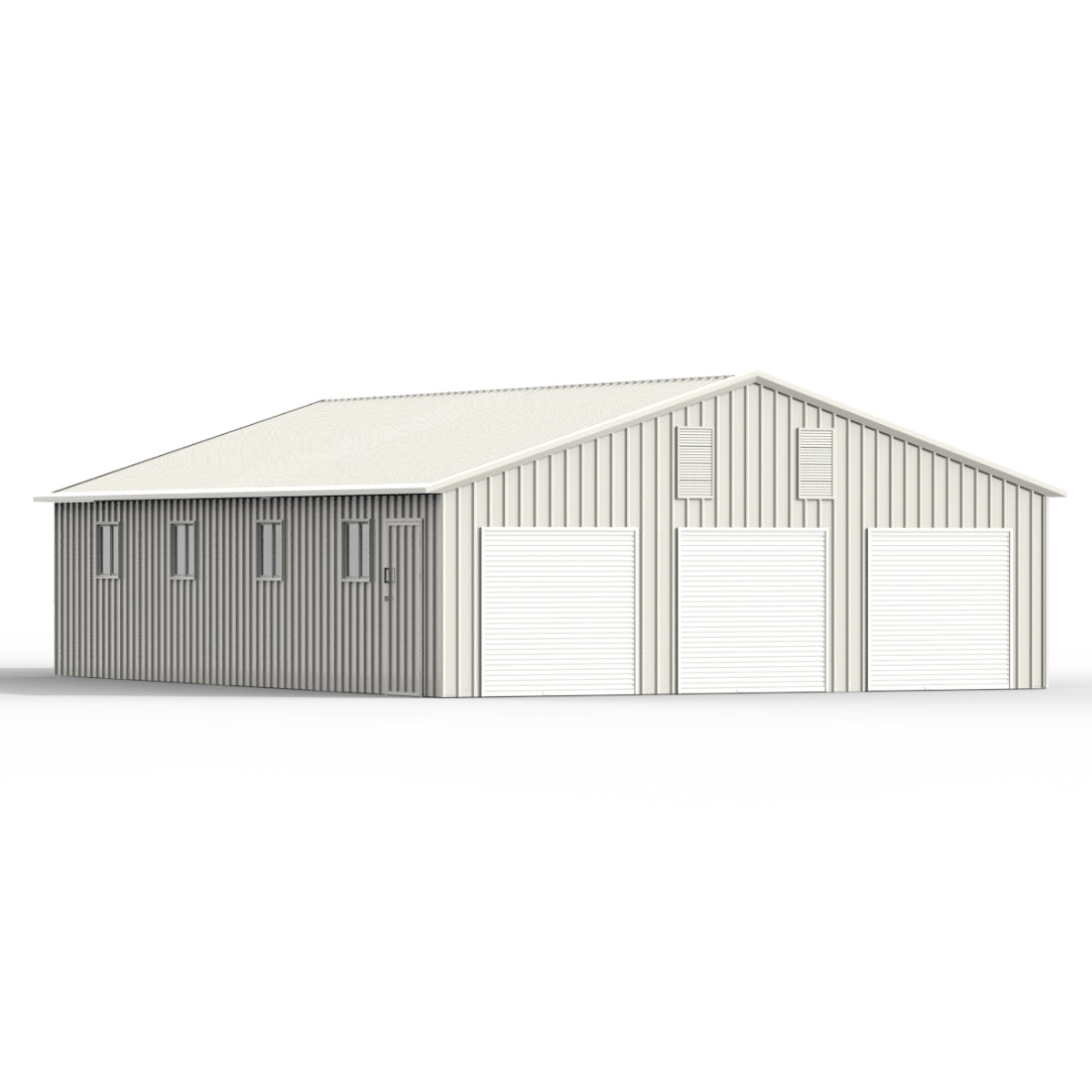 Chery Industrial 35' x 40' Three Car Garage Shed with Side Entry Door & Windows