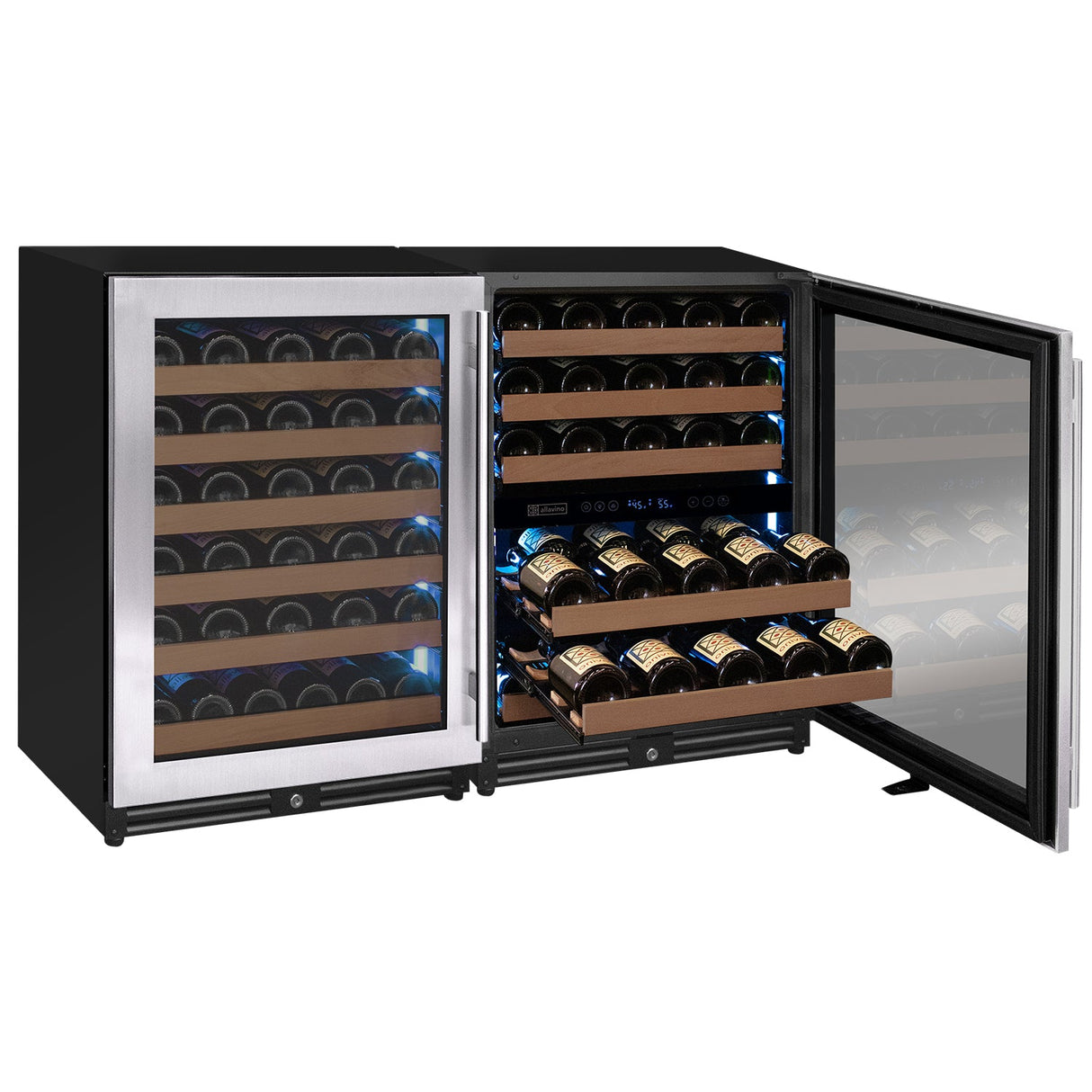 Allavino Reserva Series 102‑Bottle Three‑Zone Undercounter Wine Refrigerator Cooler with Stainless Steel Doors Side‑by‑Side 3Z‑VSW5134‑S