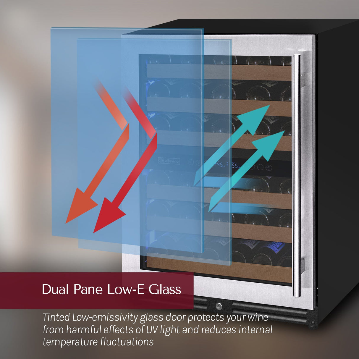 Allavino Reserva Series 102‑Bottle Three‑Zone Undercounter Wine Refrigerator Cooler with Stainless Steel Doors Side‑by‑Side 3Z‑VSW5134‑S