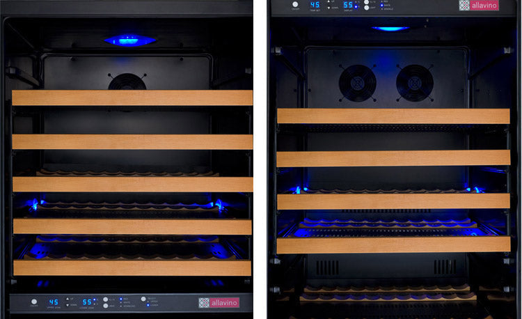 Allavino 47″ Wide FlexCount II Tru‑Vino 349 Bottle Three Zone Black Side‑by‑Side Wine Refrigerator 3Z‑VSWR7772‑B20