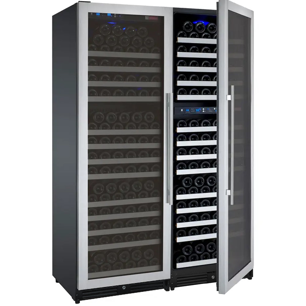 Allavino 47″ Wide FlexCount II Tru‑Vino 349 Bottle Three Zone Stainless Steel Side‑by‑Side Wine Refrigerator 3Z‑VSWR7772‑S20