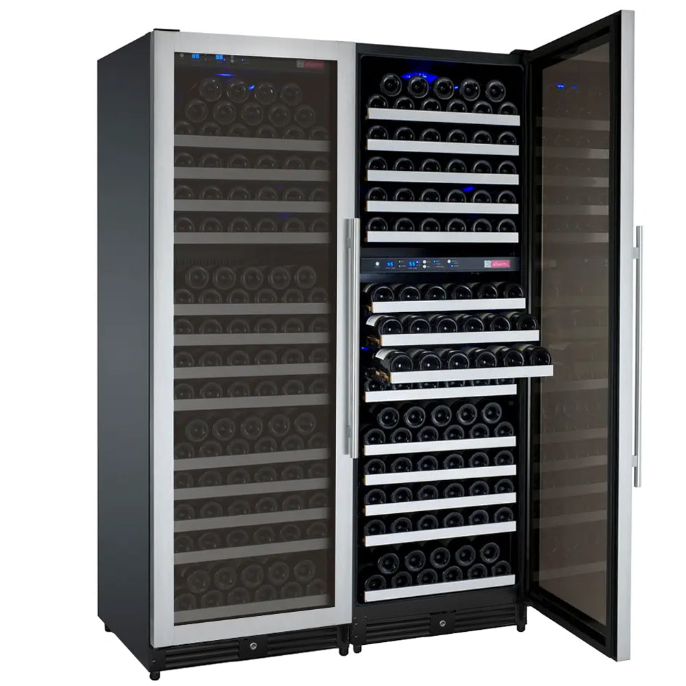 Allavino 47″ Wide FlexCount II Tru‑Vino 349 Bottle Three Zone Stainless Steel Side‑by‑Side Wine Refrigerator 3Z‑VSWR7772‑S20