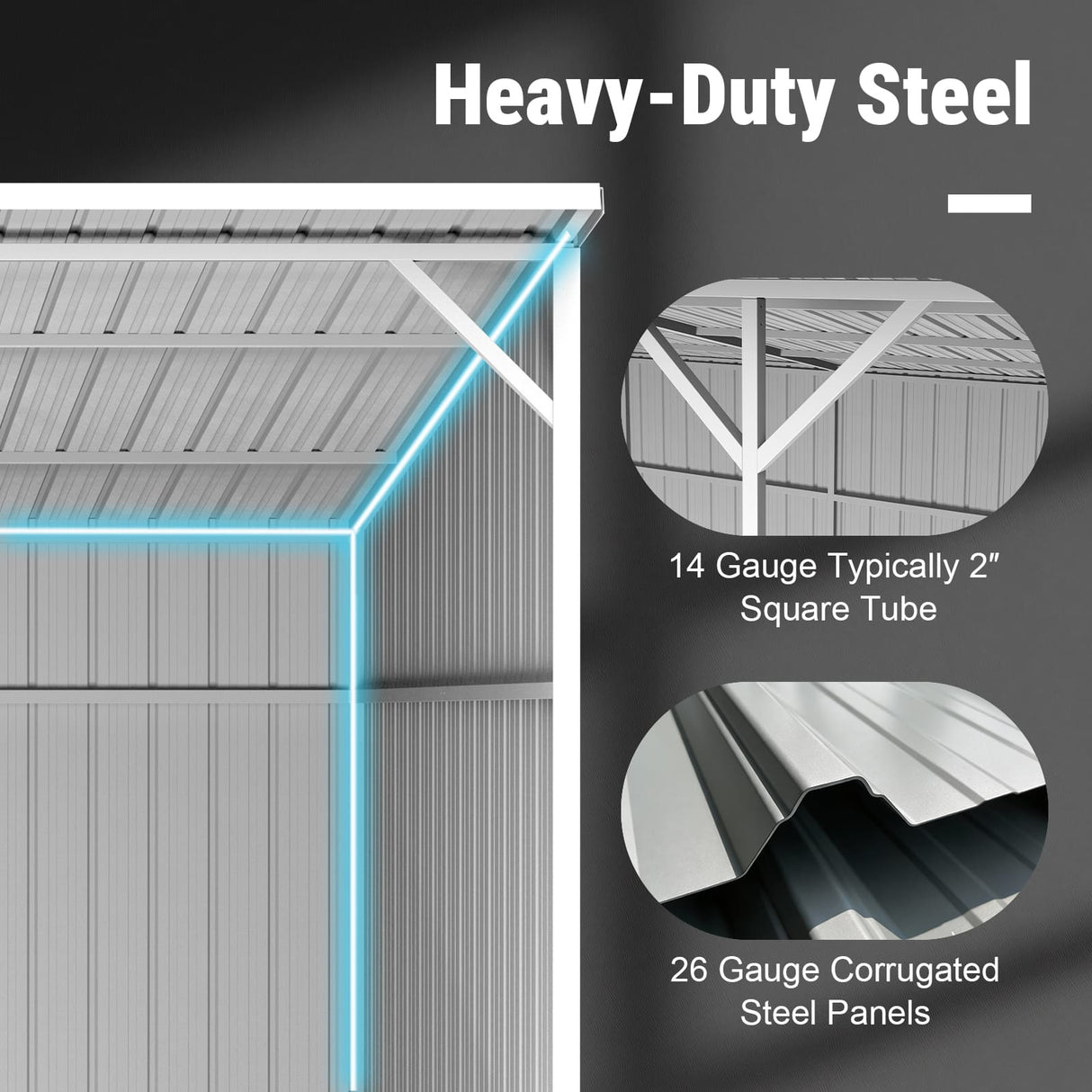 25FT × 12FT Metal Farm Shed Heavy‑Duty Steel Shelter for Driveway & Equipment