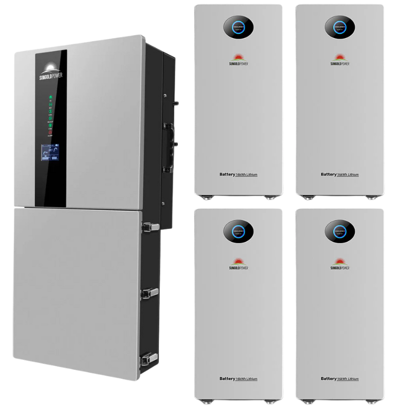 SunGoldPower 11.4kW 48V Split Phase Hybrid Solar Inverter + PowerMax 51.2V 314Ah Outdoor Energy Storage Battery