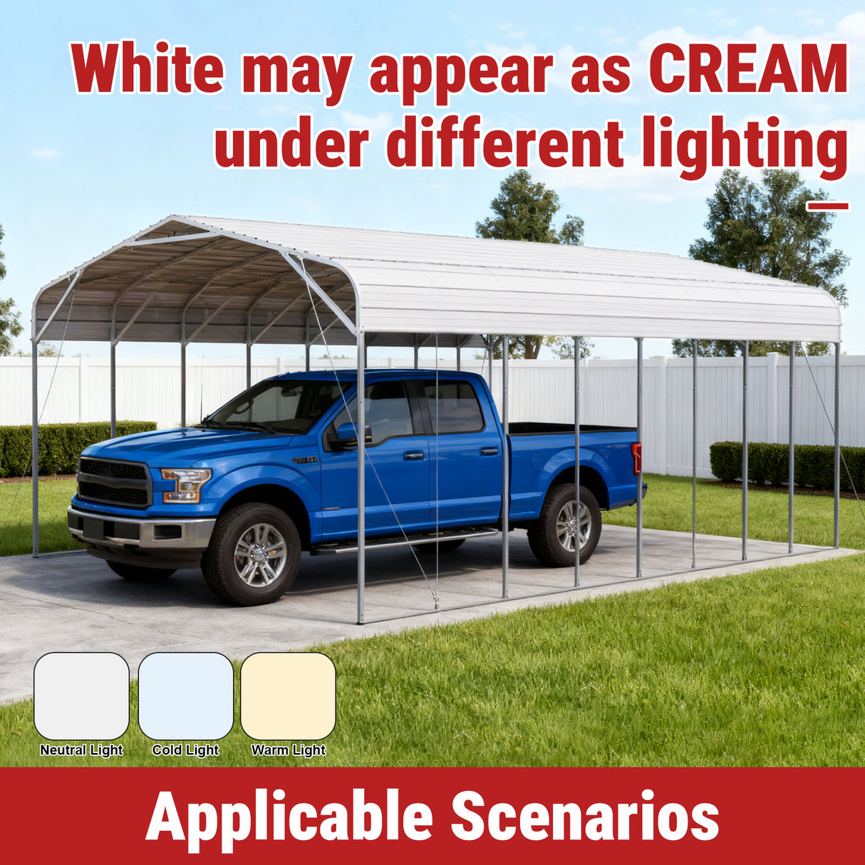 40FT × 20FT Metal Carport Garage Weatherproof Steel Vehicle Shelter