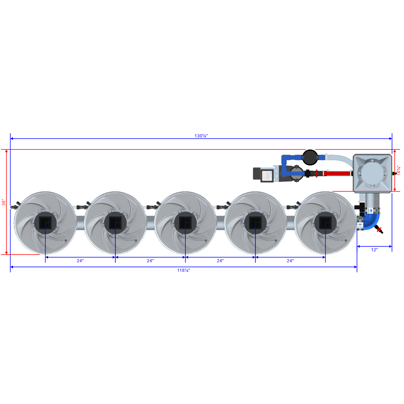 Alien Hydroponics V-SYSTEM 5 Pot 1 Row Kit