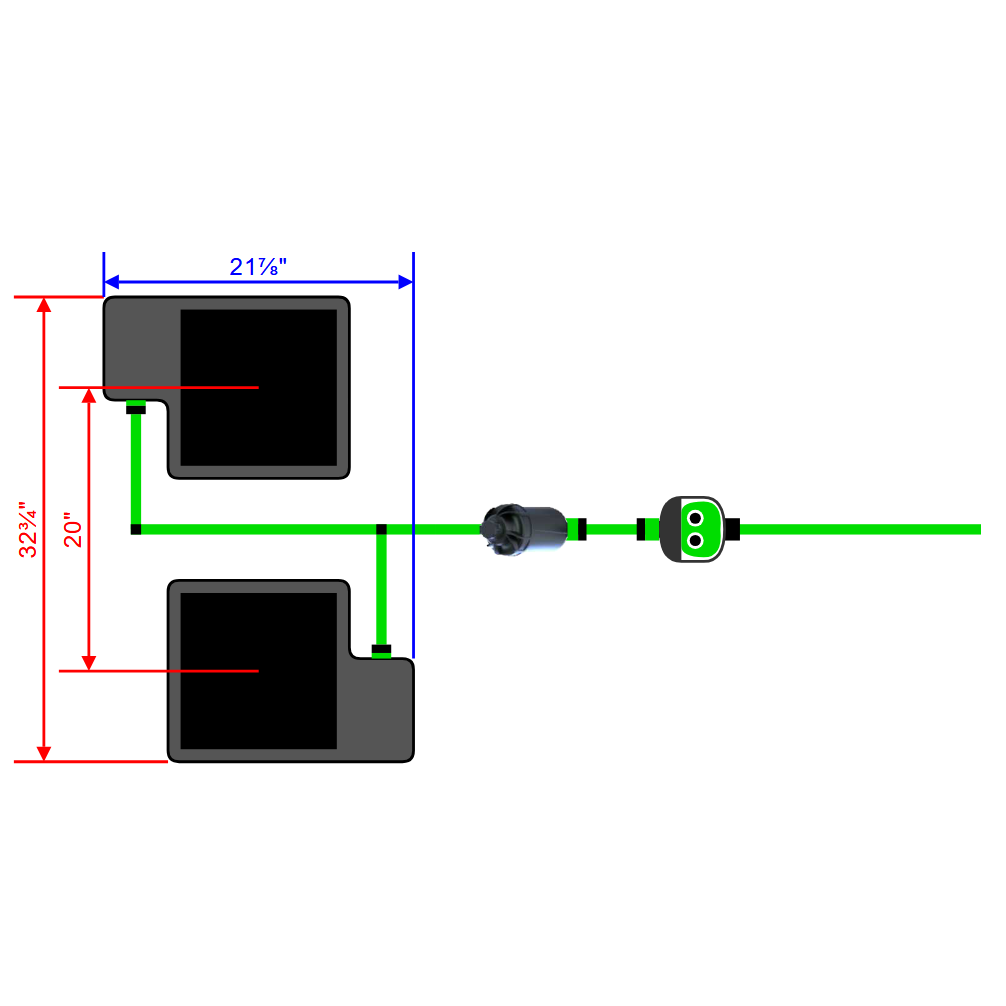 Alien Hydroponics EasyFeed 2 Pot 2 Row Kit