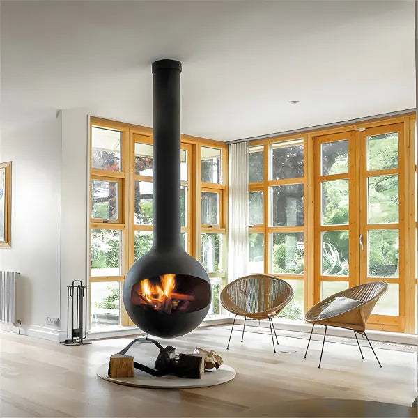 HearthArtSinn Shine 3 Luxury Hanging Spherical Real Fire Fireplace