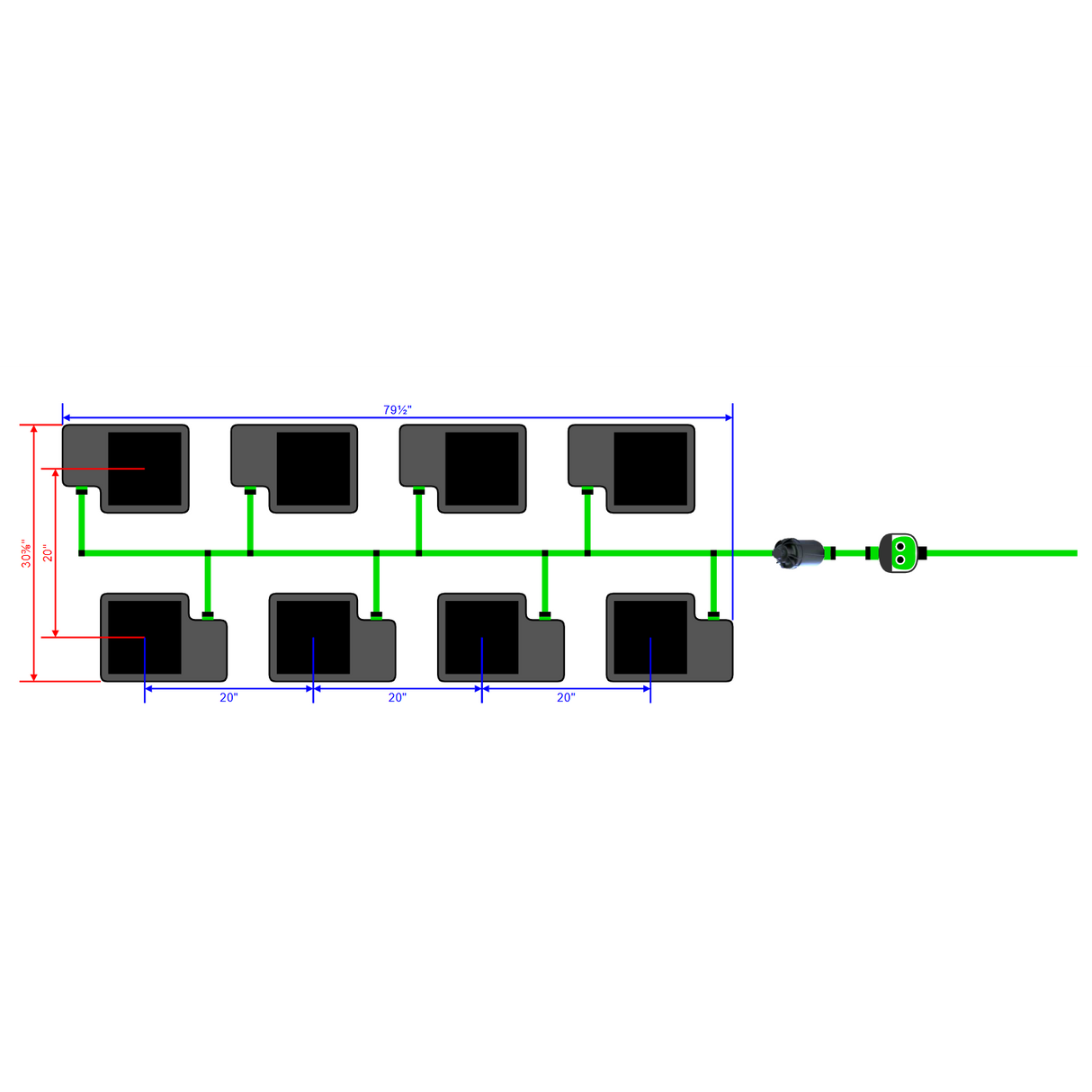 Alien Hydroponics EasyFeed 8 Pot 2 Row Kit