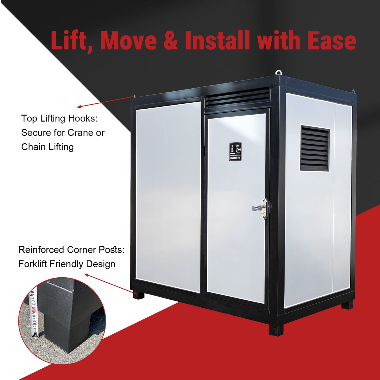 Portable Restroom with Shower Insulated All‑in‑One Steel Frame