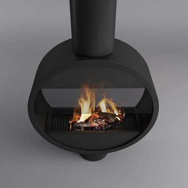 HearthArtSinn Ash 1 Artistic Ring Hanging Wood Burning Fireplace