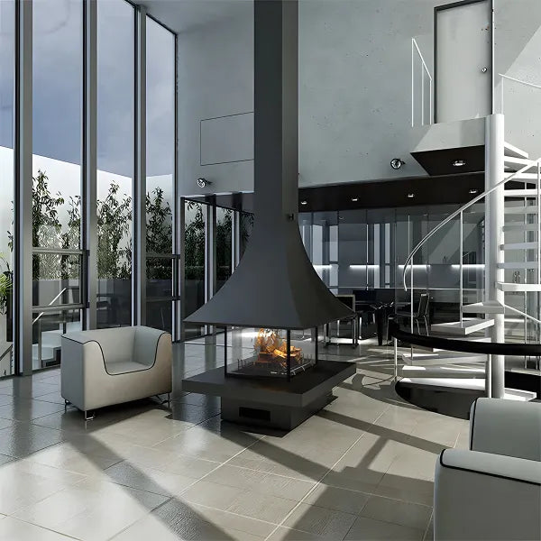 HearthArtSinn Ash 5 Trumpet Table Wood Burning Fireplace