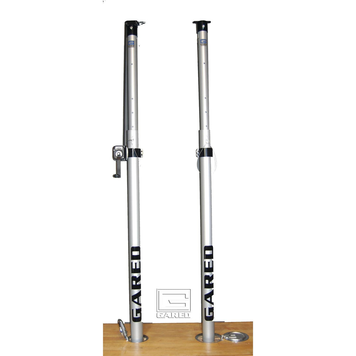 Gared RALLYLINE Scholastic 3.5″ OD Aluminum Telescopic Volleyball System – Adjustable Height (No Floor Sleeves) – Model 6105
