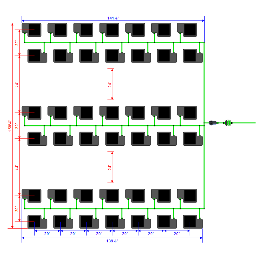 Alien Hydroponics EasyFeed 42 Pot 6 Row Kit