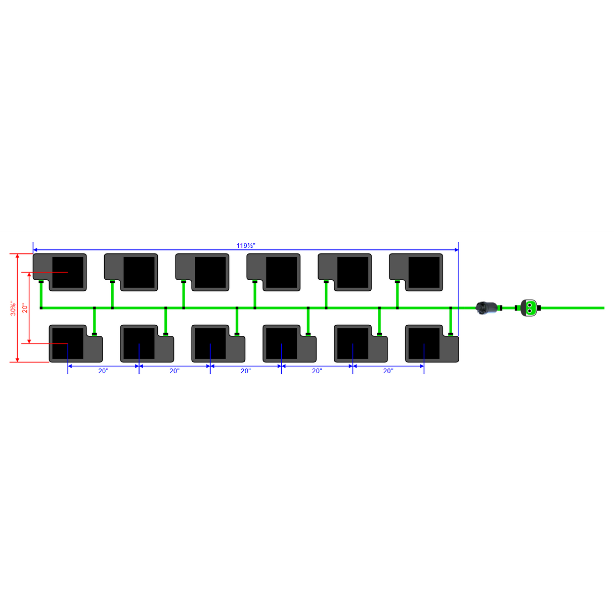 Alien Hydroponics EasyFeed 12 Pot 2 Row Kit