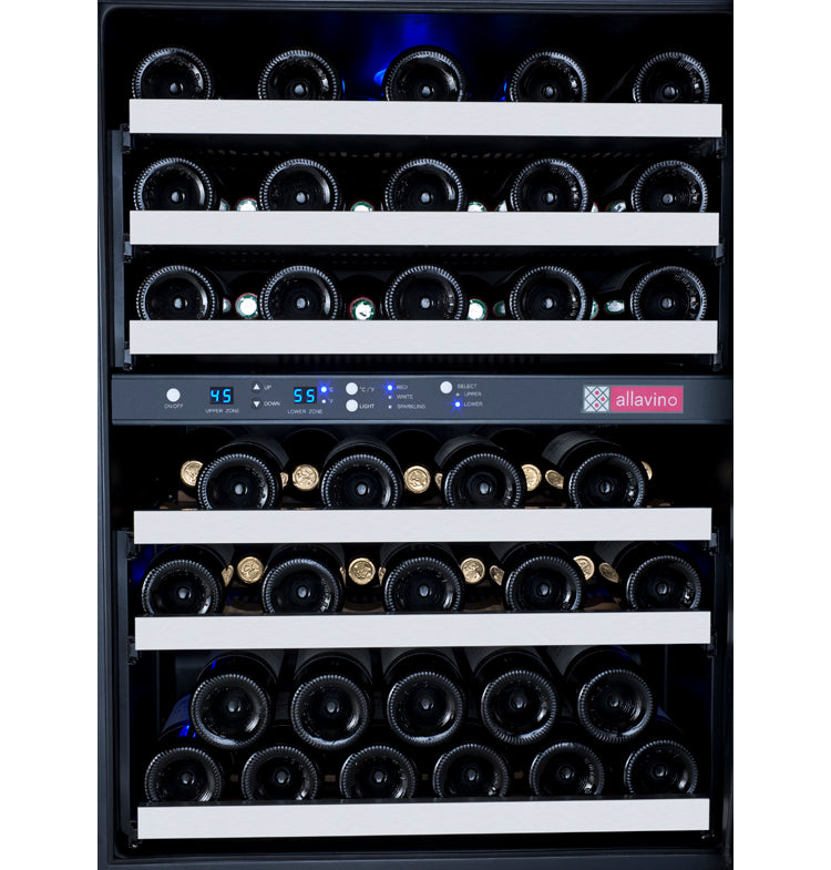 Allavino FlexCount Series 56 Bottle Dual Zone Built-In Wine Refrigerator with Stainless Steel Door Right Hinge VSWR56-2SR20