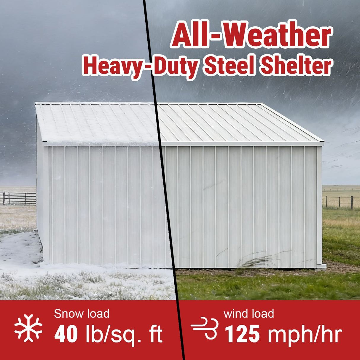 25FT × 12FT Metal Farm Shed Heavy‑Duty Steel Shelter for Driveway & Equipment