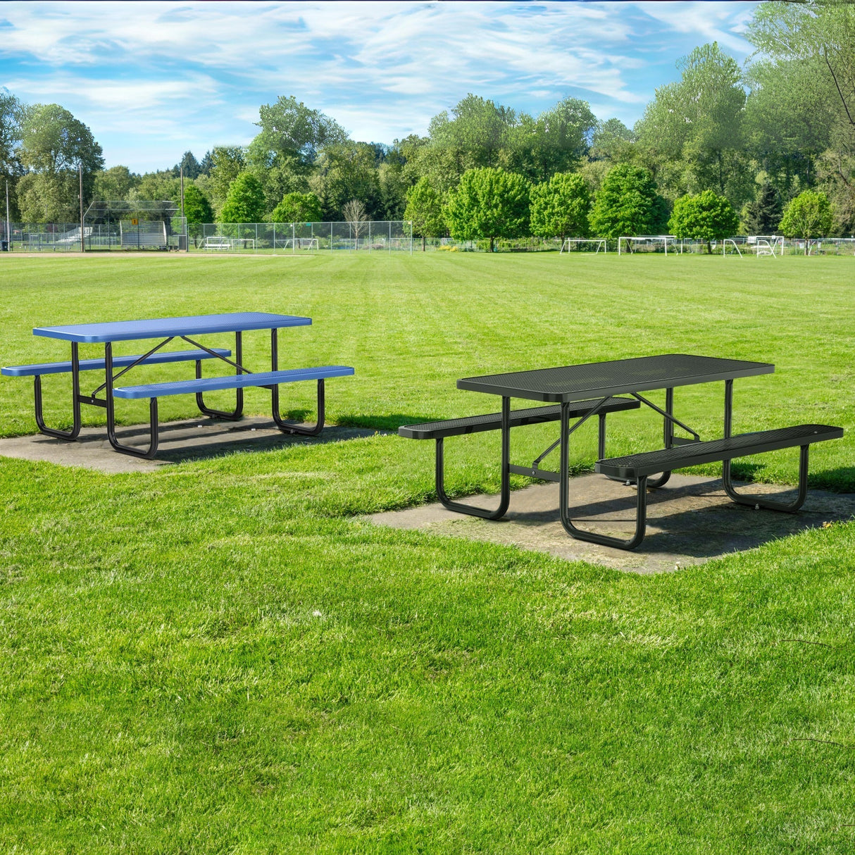 Chery Industrial 6 ft Metal Picnic Table Outdoor Coated Steel Patio Furniture Set