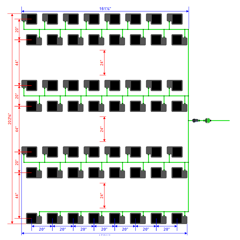 Alien Hydroponics EasyFeed 56 Pot 7 Row Kit