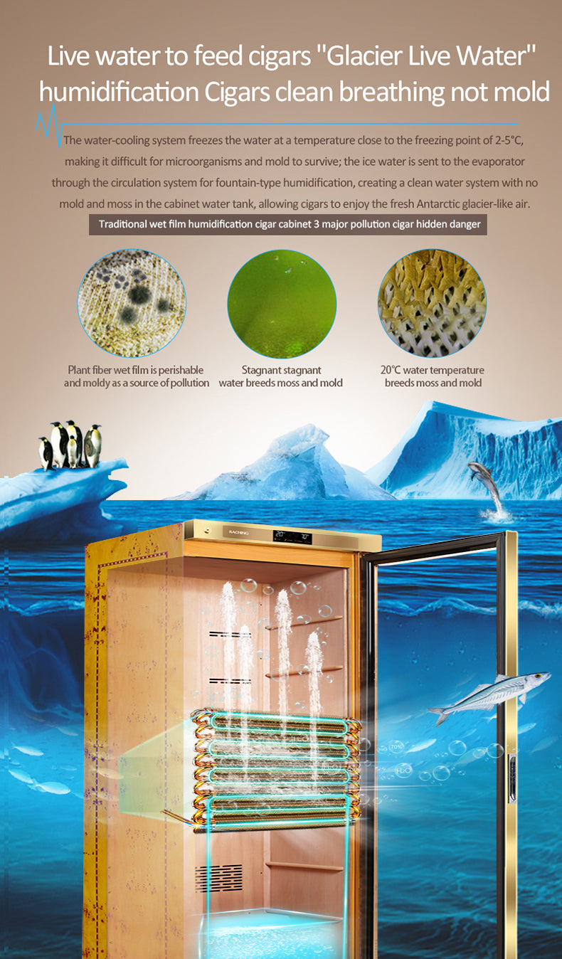 Raching MON5800A Premium Electronic Cigar Humidor with Ammonia Removal | 3000 Cigars