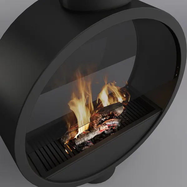 HearthArtSinn Ash 1 Artistic Ring Hanging Wood Burning Fireplace