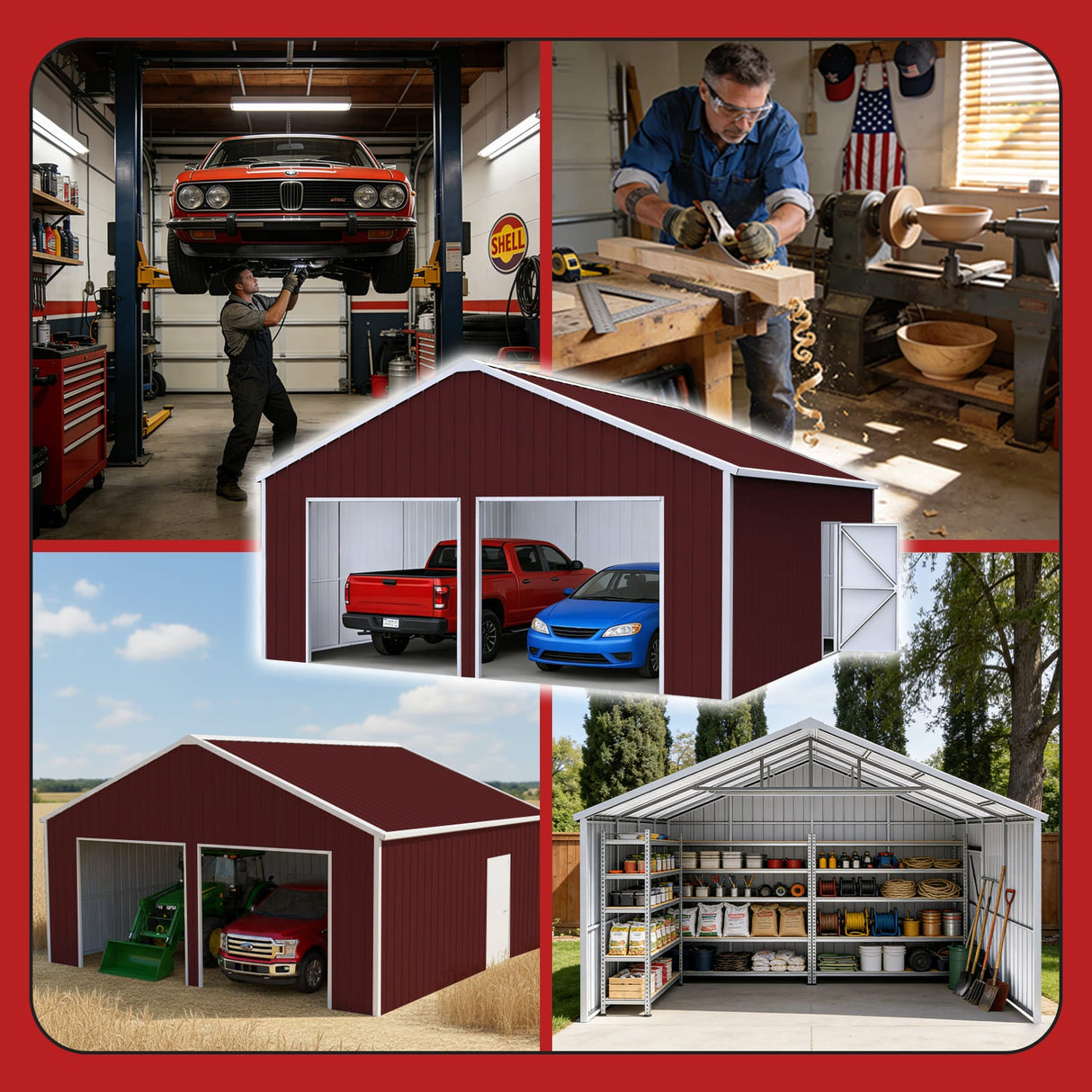 22FT × 23FT Double Garage Metal Storage Building K2223G
