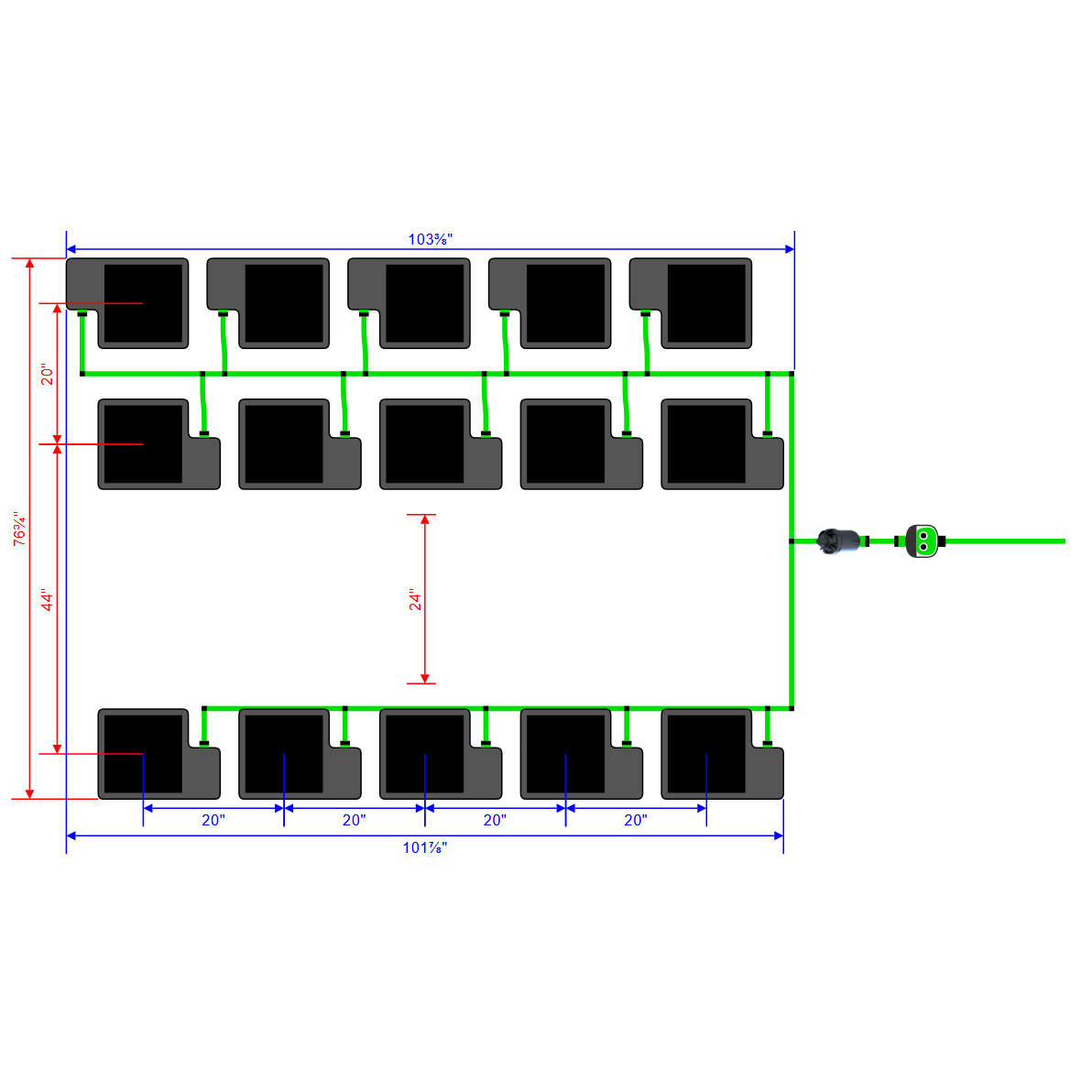 Alien Hydroponics EasyFeed 15 Pot 3 Row Kit