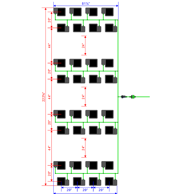 Alien Hydroponics EasyFeed 32 Pot 8 Row Kit