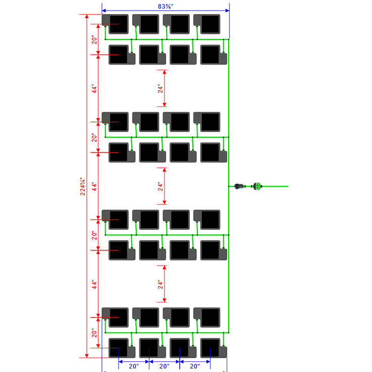 Alien Hydroponics EasyFeed 32 Pot 8 Row Kit
