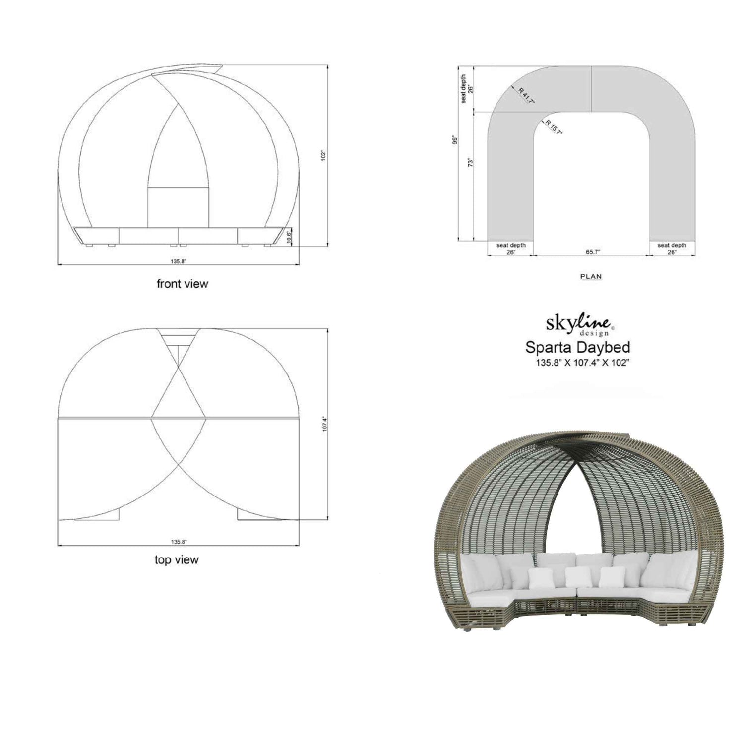 Skyline Design Sparta Daybed with Sunbrella Cushion