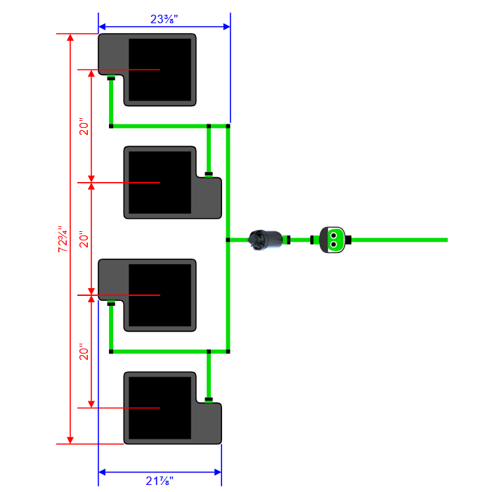 Alien Hydroponics EasyFeed 4 Pot 4 Row Kit