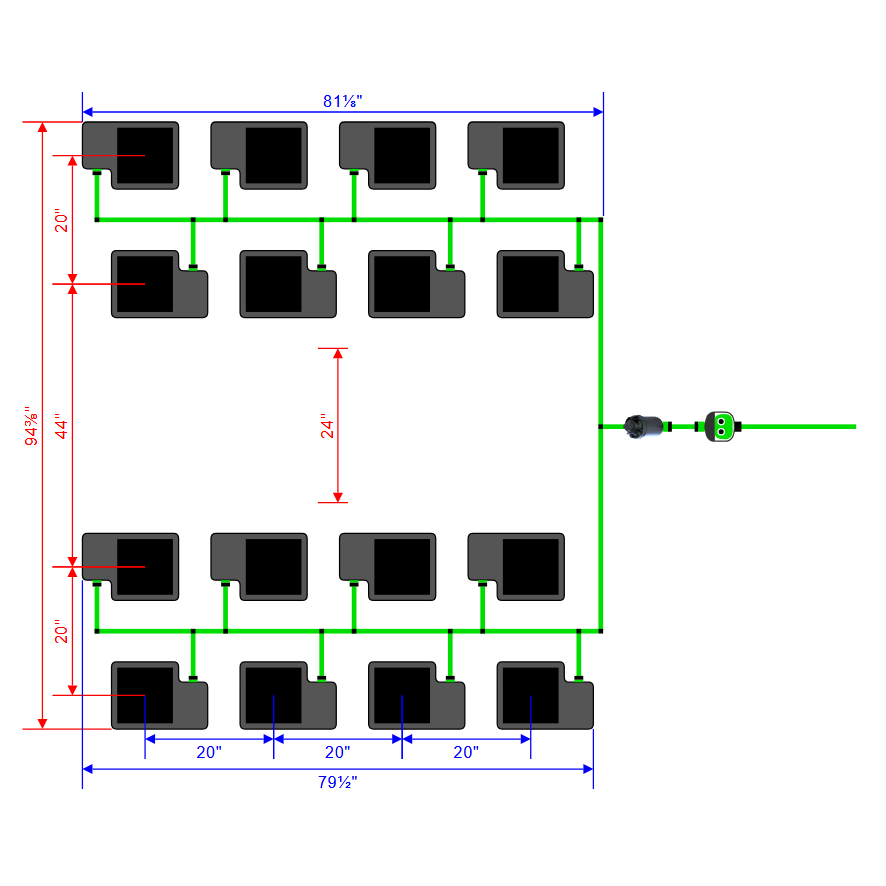 Alien Hydroponics EasyFeed 16 Pot 4 Row Kit