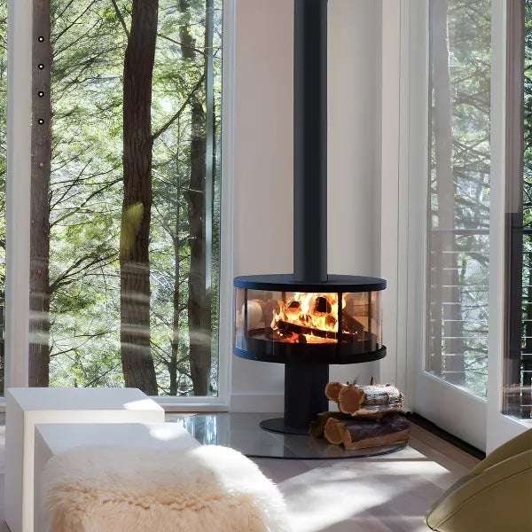 HearthArtSinn Ember 3 Modern Indoor Round Glass Real Fire Fireplace