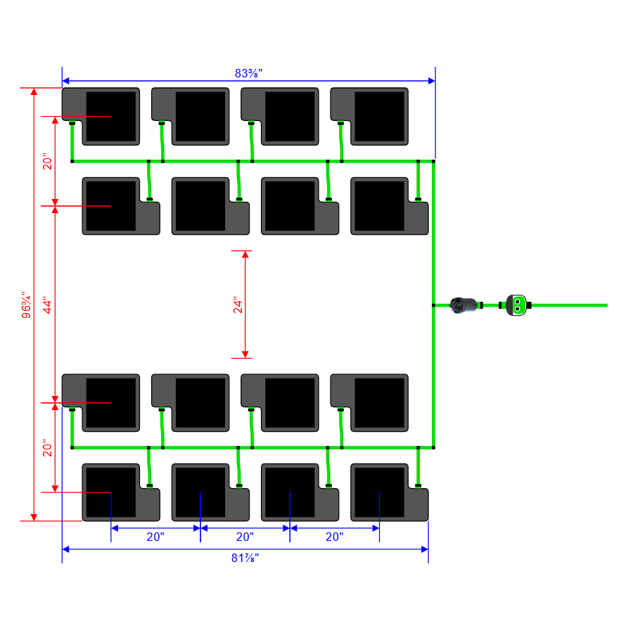 Alien Hydroponics EasyFeed 16 Pot 4 Row Kit