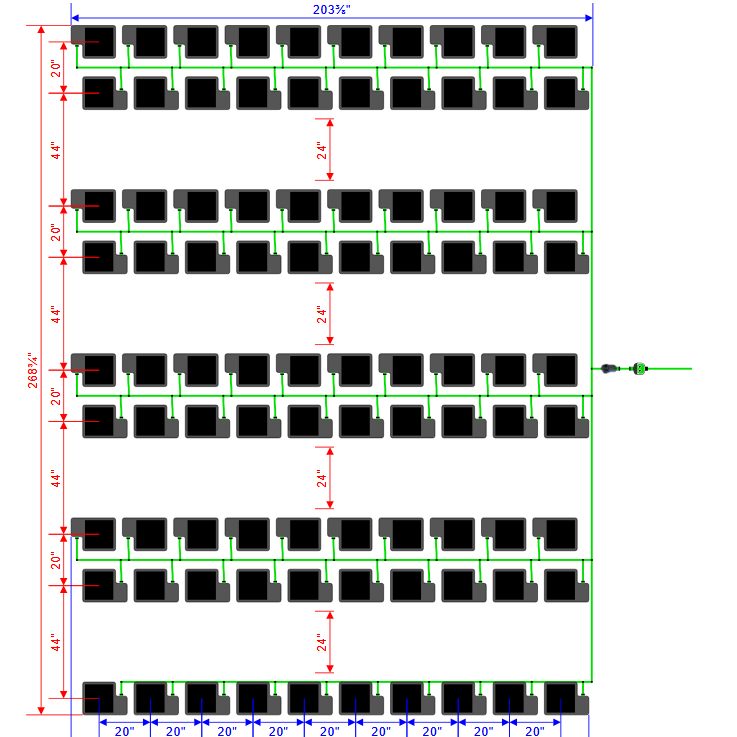 Alien Hydroponics EasyFeed 90 Pot 9 Row Kit