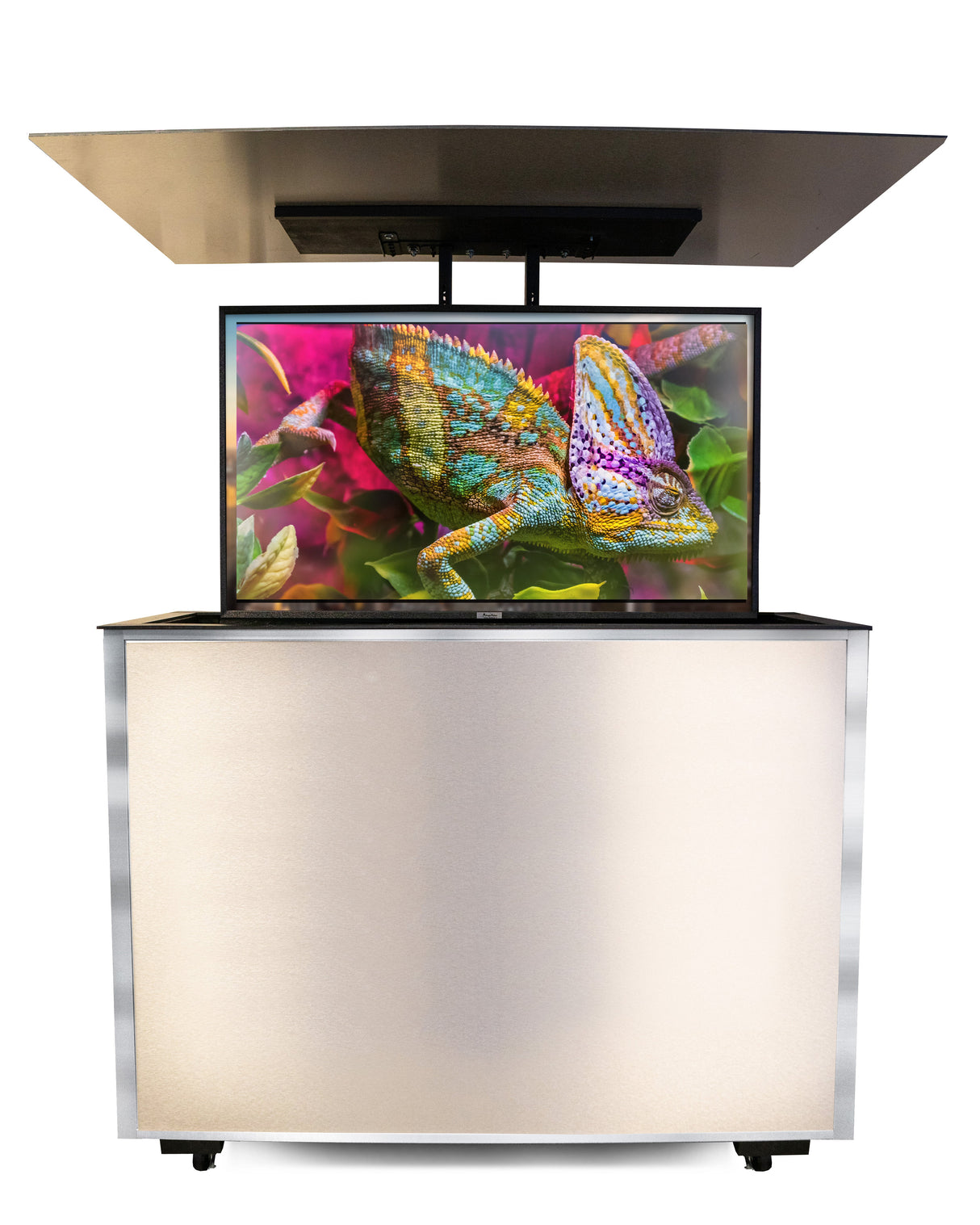 Outdoor TV Lift Cabinet Brushed Aluminum