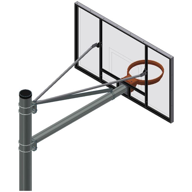 Gared Heavy‑Duty 6‑5/8” O.D. Adjustable Straight Basketball Post with 6’ Extension Arm AABS65