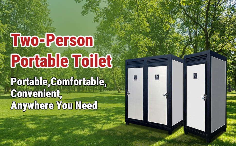 Two‑Person Portable Toilet Cabin Outdoor Restroom with Light, Sink & Vent Fan