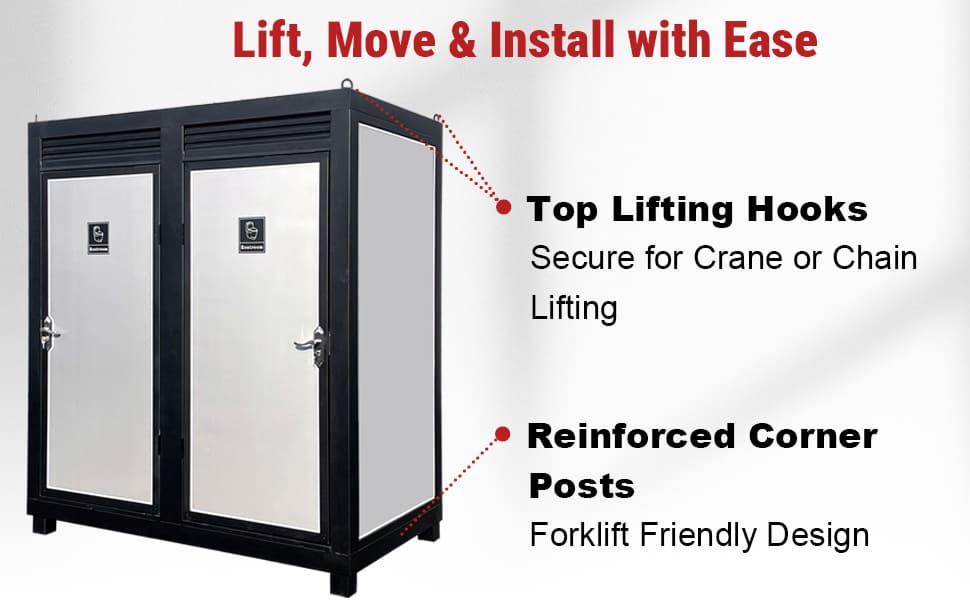 Two‑Person Portable Toilet Cabin Outdoor Restroom with Light, Sink & Vent Fan