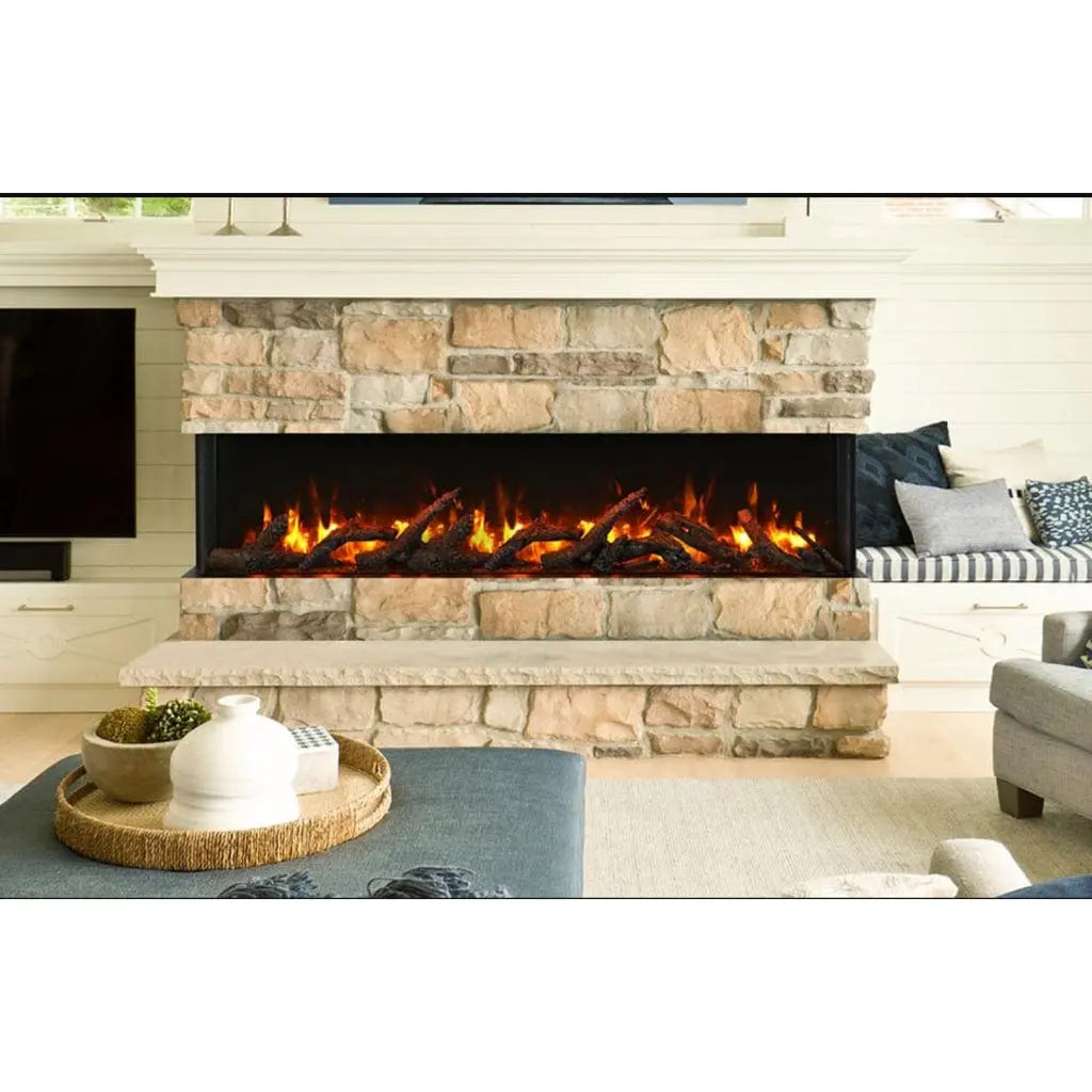 Amantii 72″ Tru-View Slim Built-In Smart 3-Sided Electric Fireplace