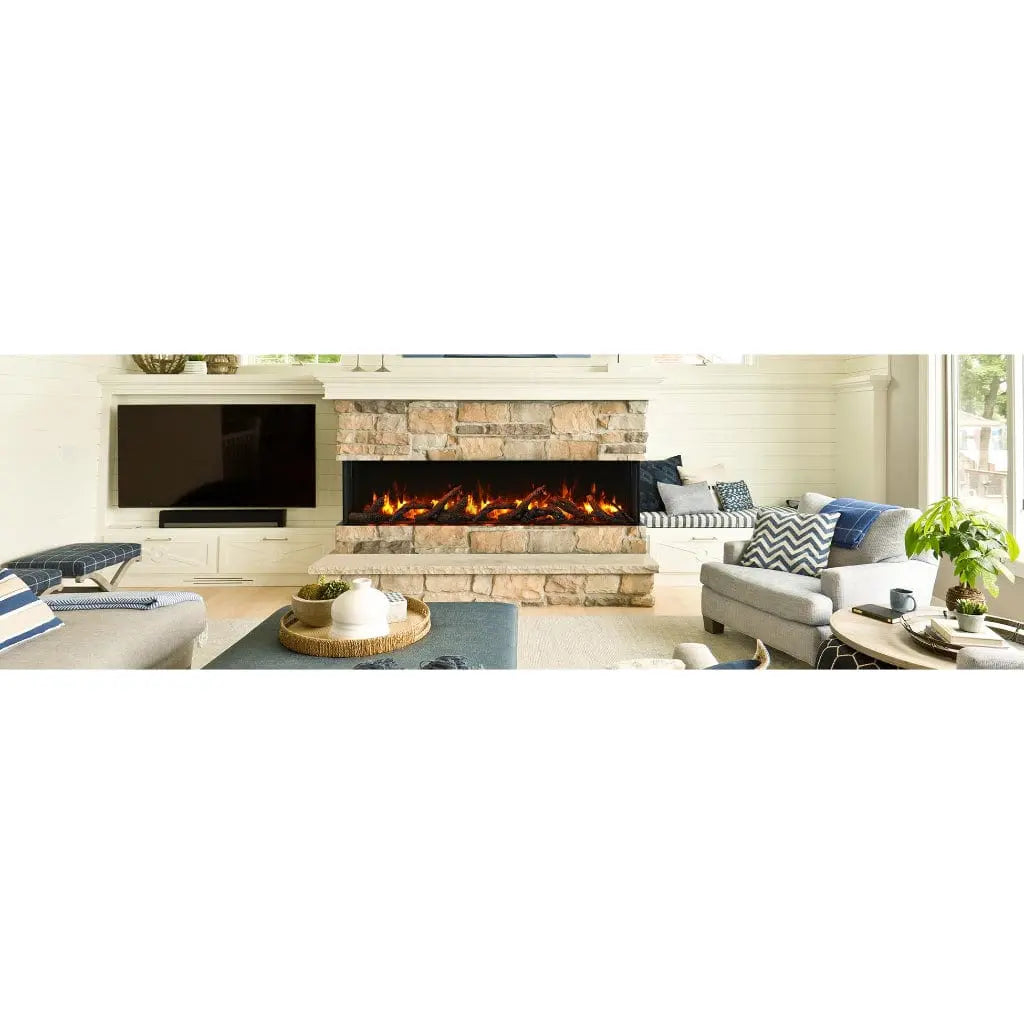 Amantii 72″ Tru-View Slim Built-In Smart 3-Sided Electric Fireplace