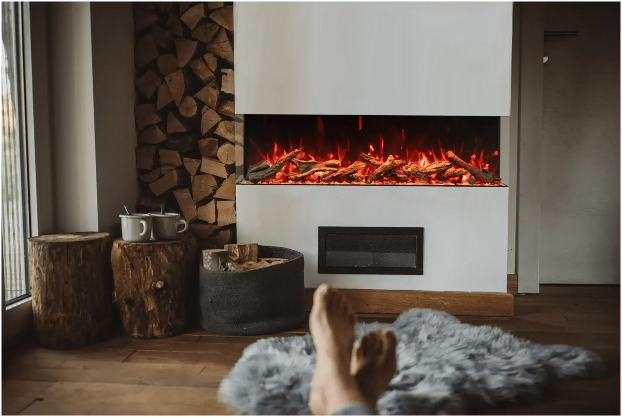 Amantii Tru View Bespoke 75" 3 Sided Indoor / Outdoor Electric Fireplace