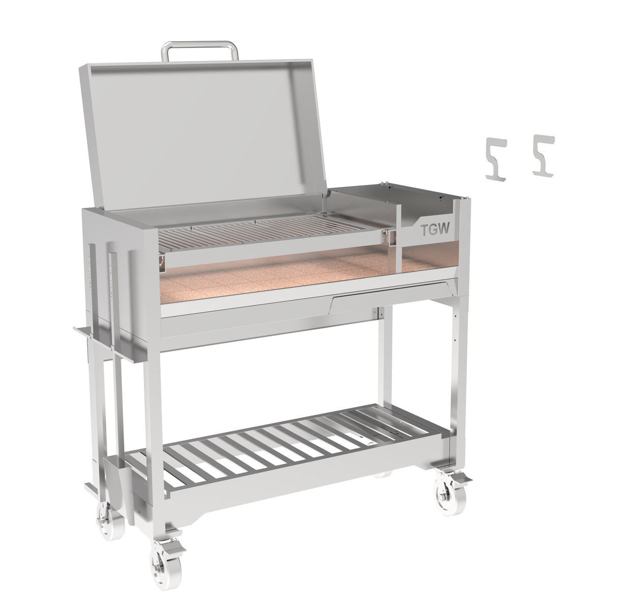 Tagwood BBQ Argentine Wood Fire & Charcoal Gaucho Grill BBQ18SS Stainless Steel Freestanding Grill with Shovel Poker & Heavy-Duty Casters for Mobility PRE-ORDER