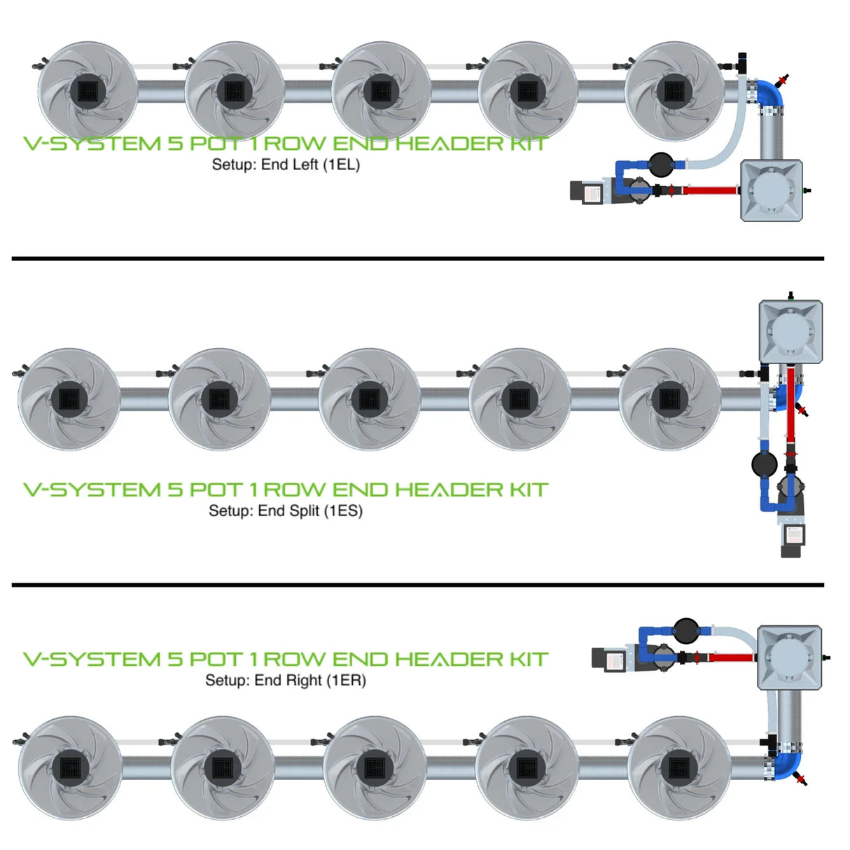 Alien Hydroponics V-SYSTEM 5 Pot 1 Row Kit