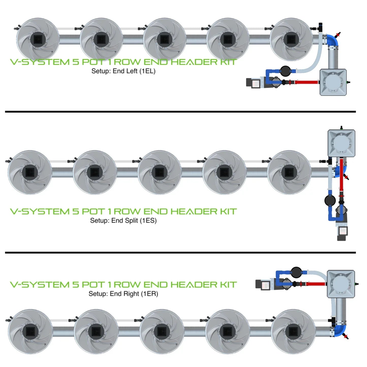 Alien Hydroponics V-SYSTEM 5 Pot 1 Row Kit